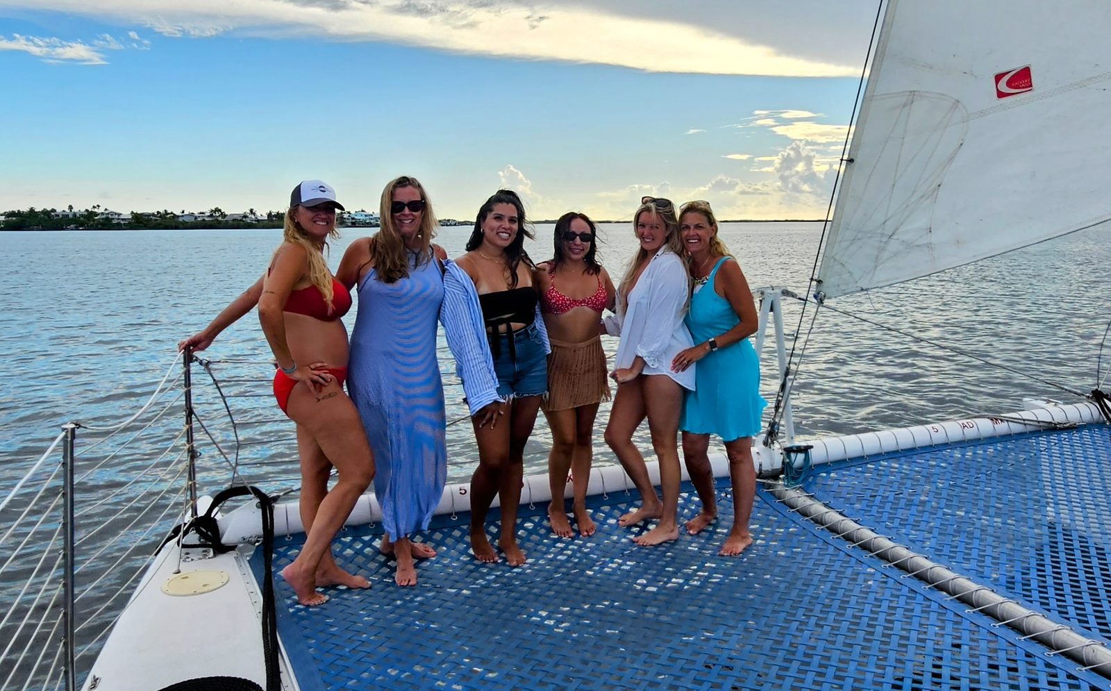 A bachelorette group celebrating aboard a private Key Largo charter