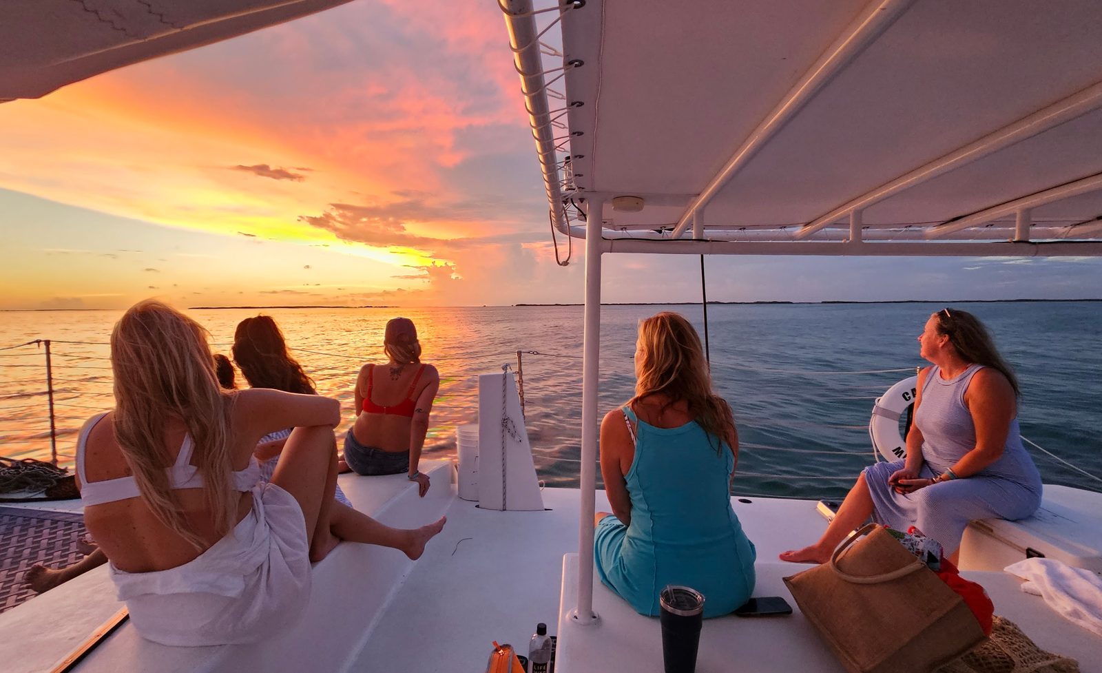 A romantic Key Largo sunset over the calm water of Florida Bay