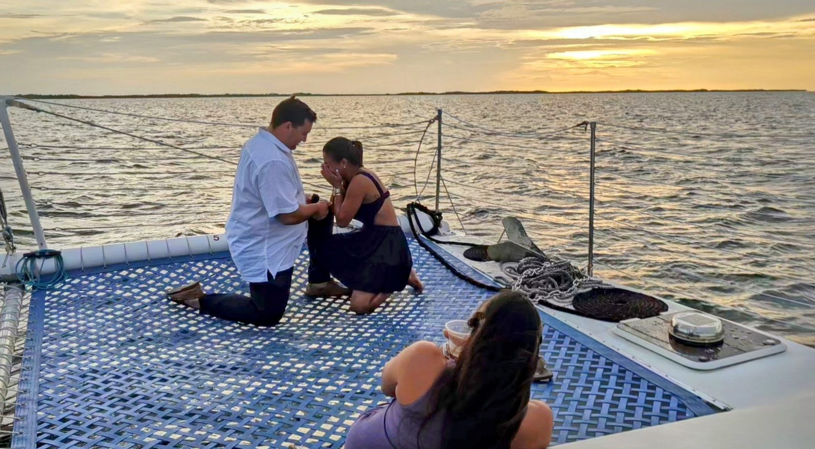 A couple enjoying a romantic private cruise on Florida Bay